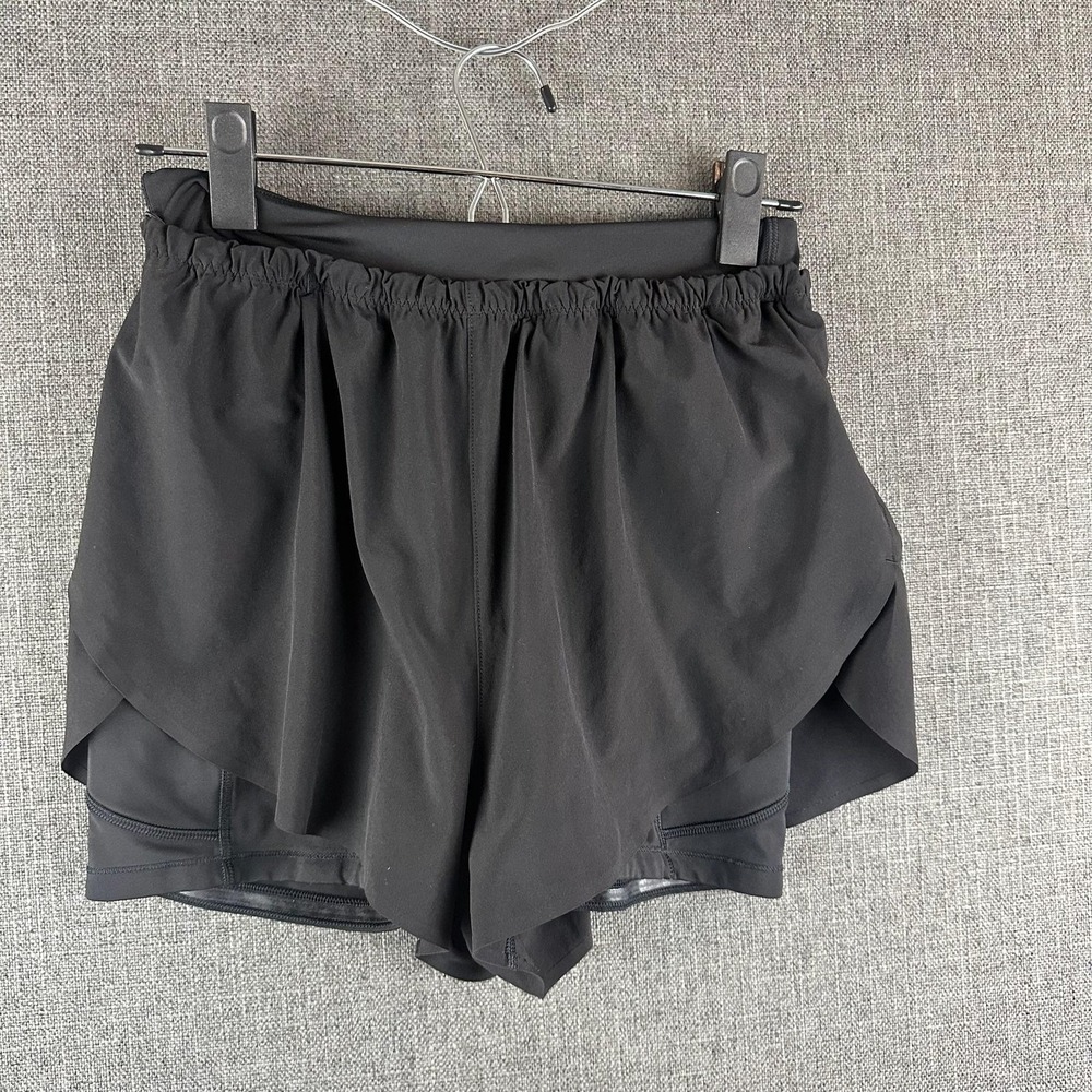 Athleta Mile Marker 2-In-1 Shorts Womens XS Black Running Athletic Lined
